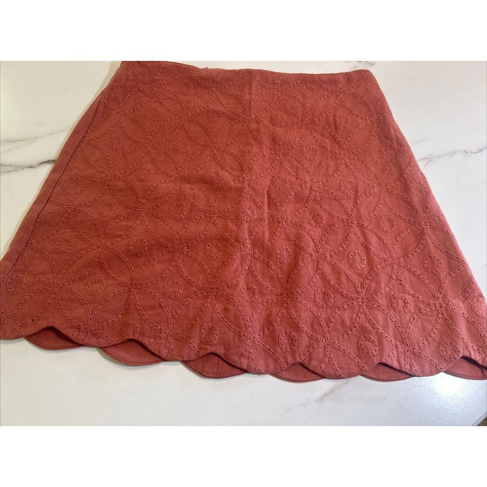 Blu Pepper Skirt Womens Med DustyPink Eyelet Scallop Trim Short Zip 29X16"